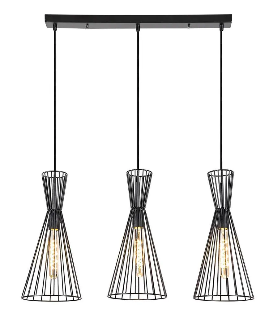 Suspension Industrielle E27 3x40W Noir Mat 72006 Leandros Rabalux