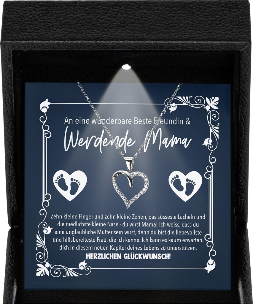22Feels Beste Freundin Babyparty Geschenk Schwangerschaft Schmuck Baby Shower Mom To Be - Frauen Silber 925/000 Herz Halskette Damen Werdende Mama ...