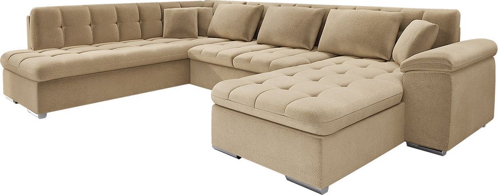 MIRJAN24 Ecksofa Niko Bis Premium, Ecke mit Bettkasten und Schlaffunktion, Kissen mit Reißverschlus, U-Form, B: 350 cm (Farbe: Horton 204 10, Seit...