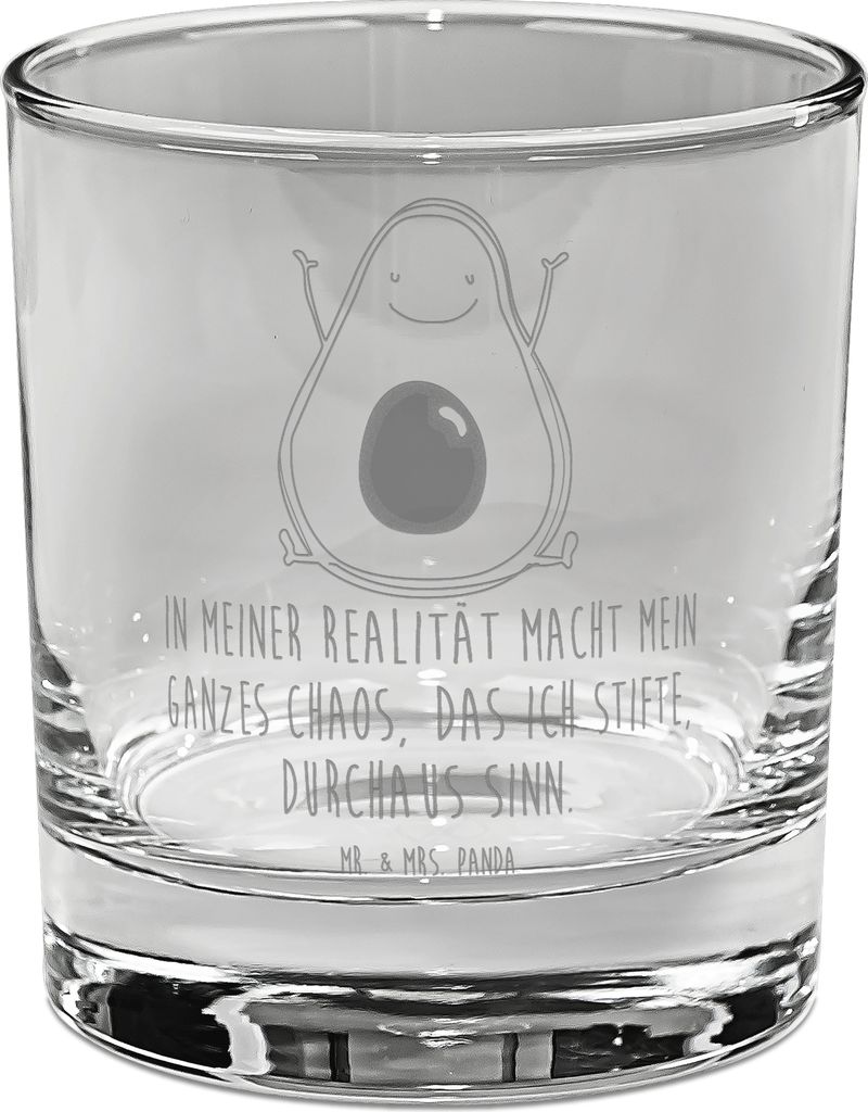 Mr. & Mrs. Panda Glas Avocado Glücklich - Transparent - Geschenk, gravur, Longdrinkglas, Chaos, Tumbler, Verrückt, Trinkglas, Cocktailglas