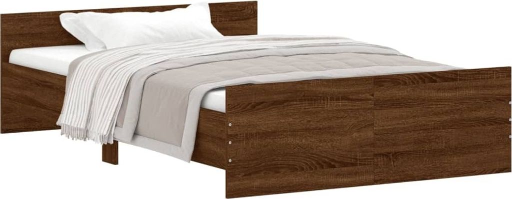 Bettgestell mit Kopf- und Fußteil Braun Eiche-Optik 120x200 cm