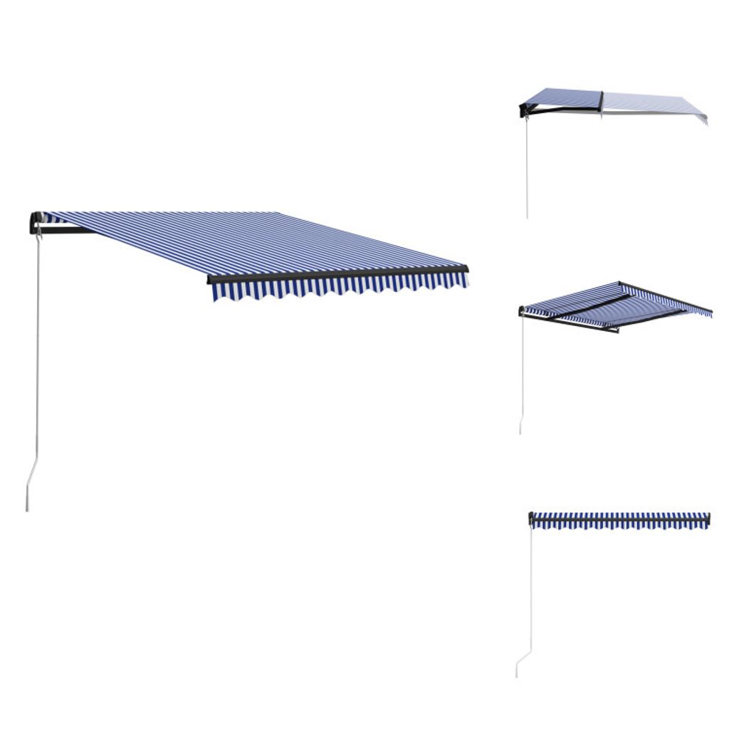 vidaXL Einziehbare Markise Handbetrieben 350 x 250 cm Blau und Weiß - Markisen