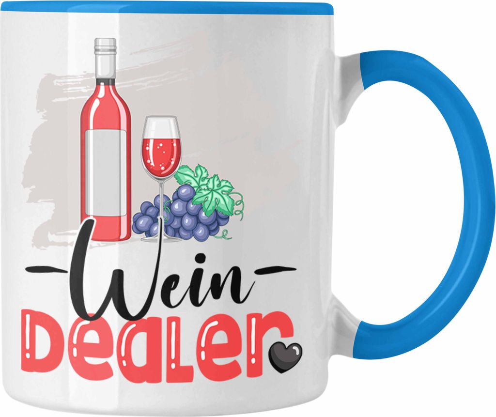 Trendation - Wein Dealer Tasse Geschenk für Weinverkäufer Geburtstag Spruch Geschenkidee Bester Weinverkäufer Weinhändler (Blau)