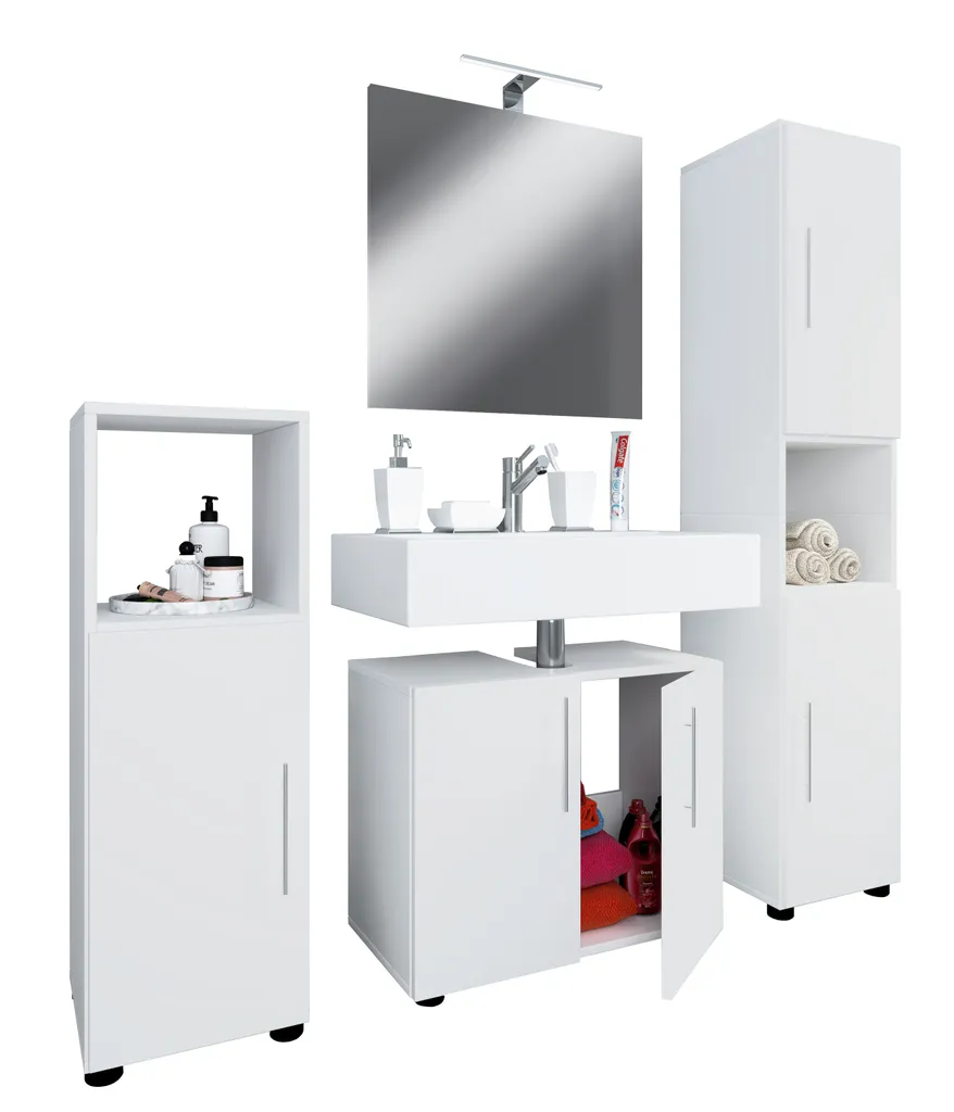 Mobilier de Salle de Bain Complet Flandu II 4 Éléments avec Rangement