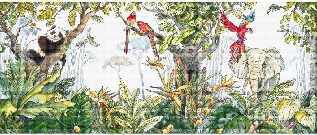 Letistitch Kit Broderie Point de Croix Le Temps de la Jungle 58x24cm