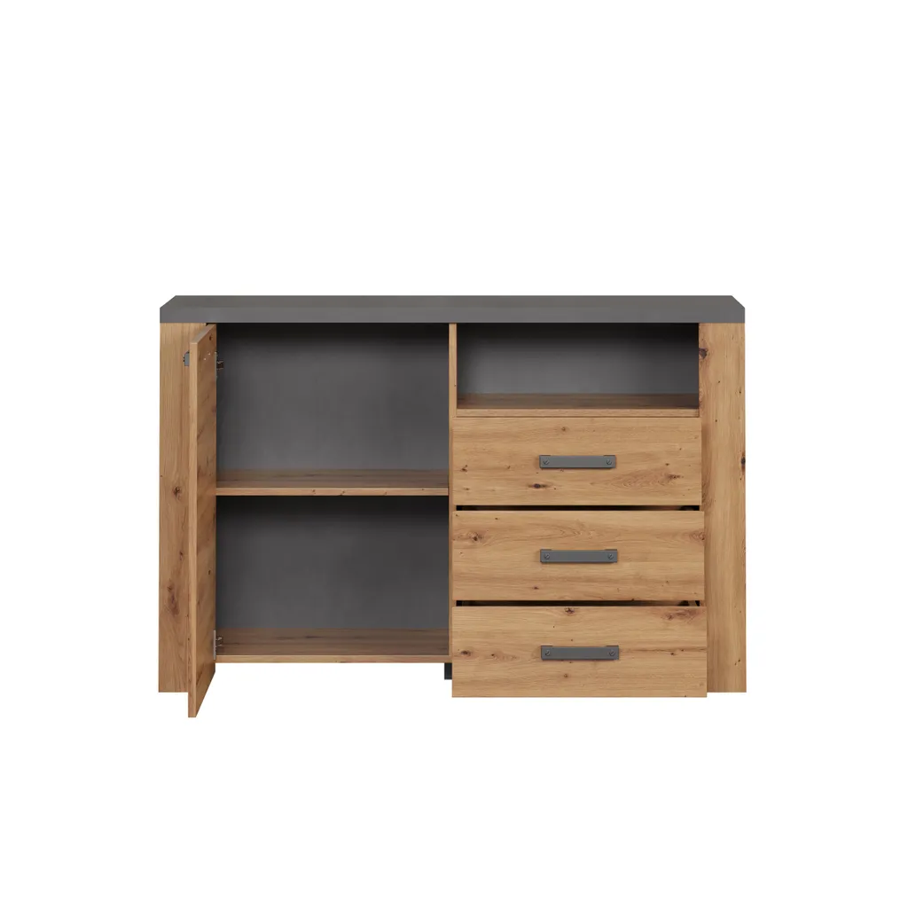Buffet avec Finition ABS et Décor Chêne Artisan, Meuble Robuste Matera - 12