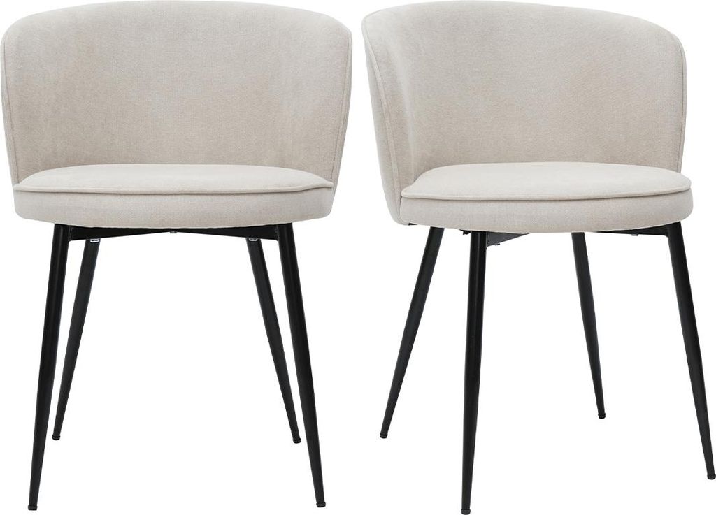 Miliboo - Designer-Stühle aus beigem Stoff mit Samteffekt 2er-Set SERIF