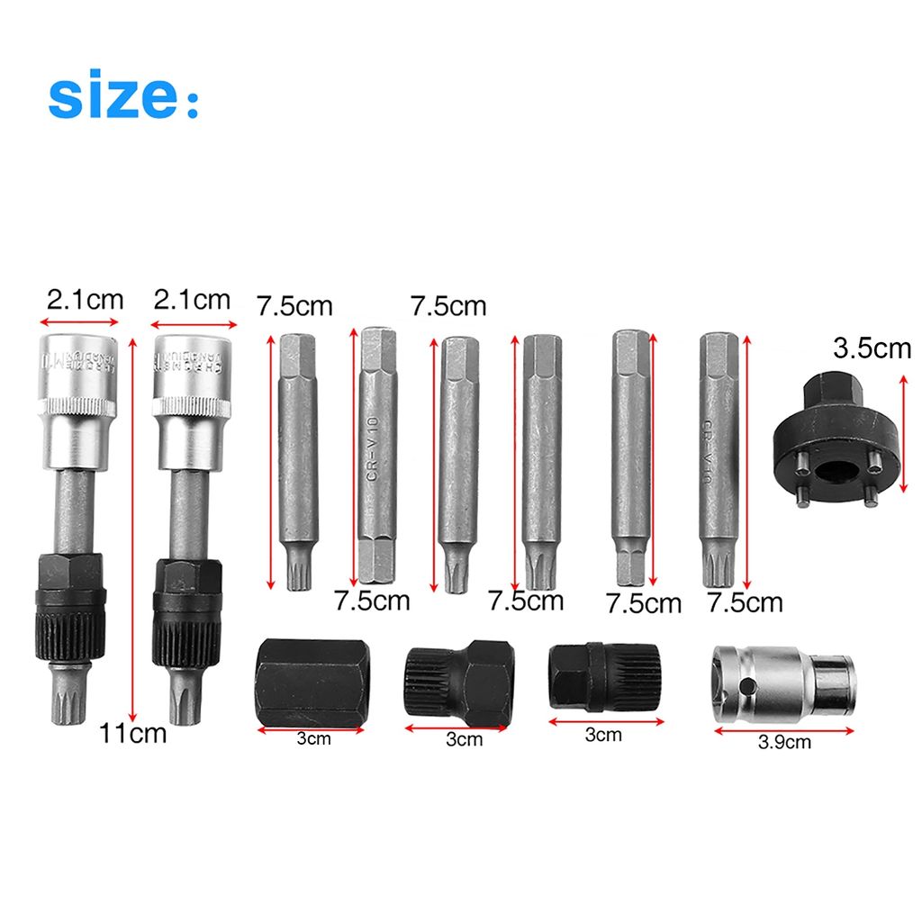 13 Stück Alternator Freilauf Riemenscheibe Entfernung Socket Bit Set Garage Service Tool Kit