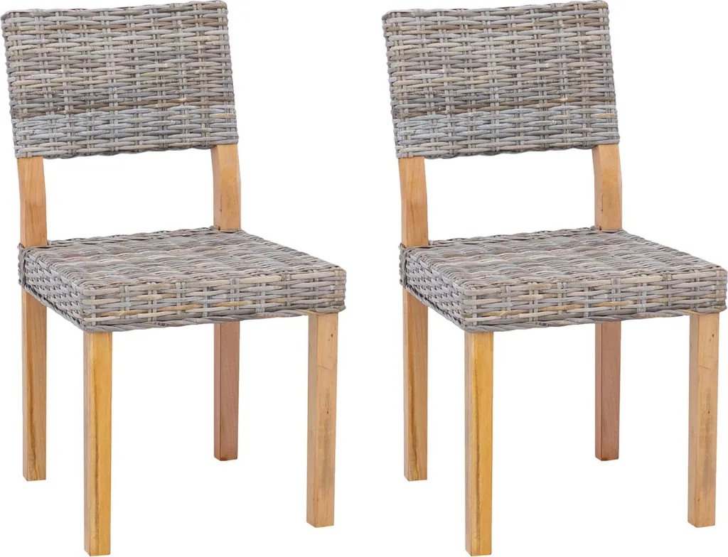 Sedia vidaXL Kubu Grigio 45x55x84 cm | Intreccio a Mano in Rattan