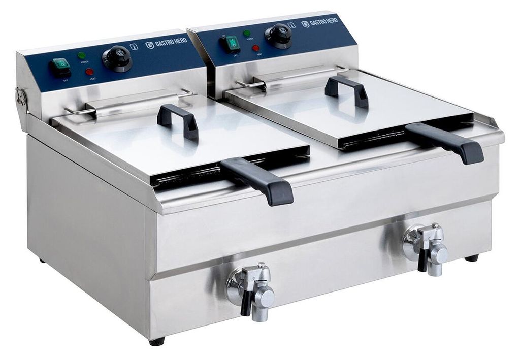 GastroHero Elektro Doppel Fritteuse ECO 2x13 Liter 10 kW Produktbild 