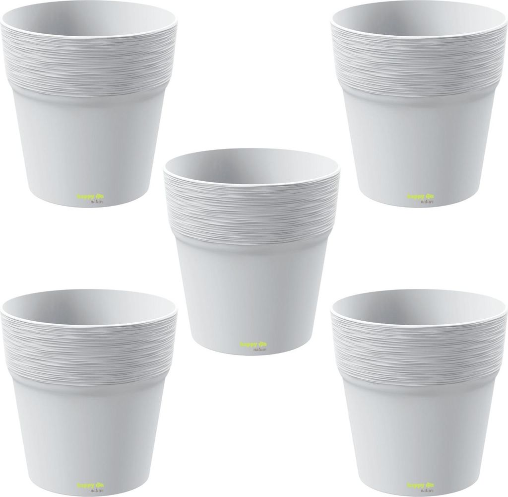 5er-Set Kunststoff Blumentopf Fogo weiß Ø 18,0 cm H 18,0 cm
