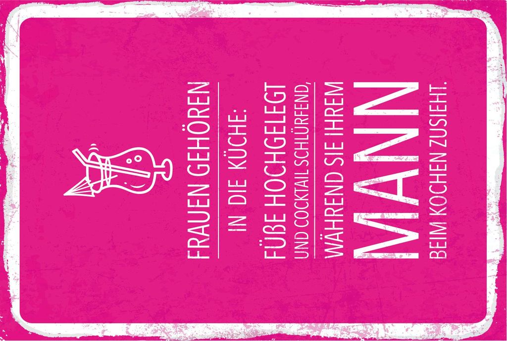 vianmo Blechschild 18x12 cm Frauen Küche während Sie Mann beim Kochen zusieht