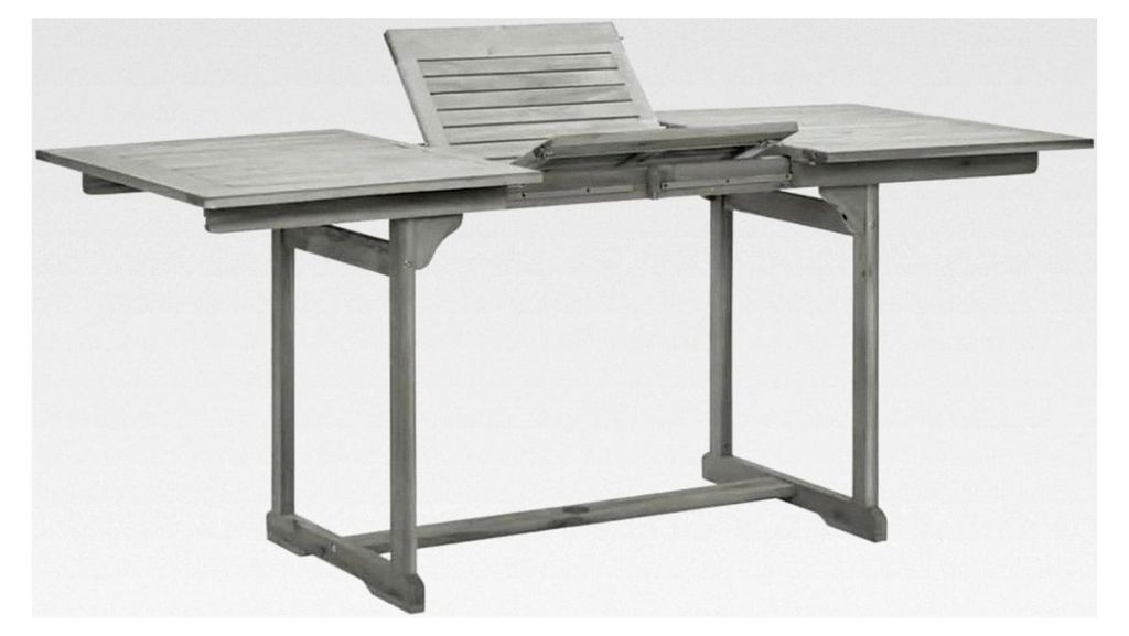 Garten-Esstisch VEGO Grau (120-170) x80x75 cm Massivholz Akazie Eckig