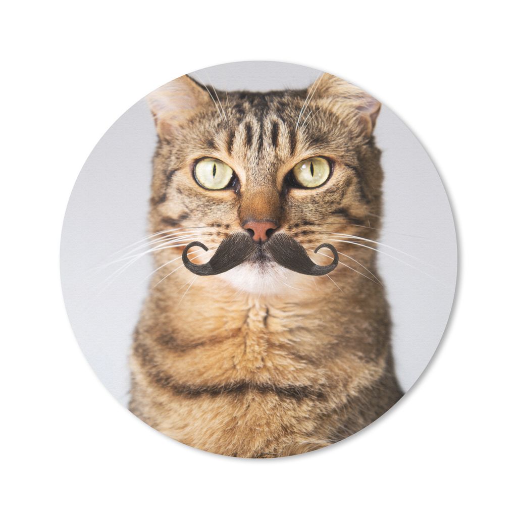 MuchoWow Mauspad Mousepad Katze - Schnauzbart - Hipster 30x30 cm - Mousepads - Maus Mat - Pad - Mausunterlage - Tischunterlage - Schreibtischmatten