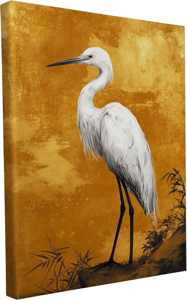 Keilrahmen bedruckt - Weißer Vogel - groß - Reiher - 20x30 cm - Wandbild auf Künstler Leinwand – matter hochwertiger Kunstdruck - 2cm Holzrahmen