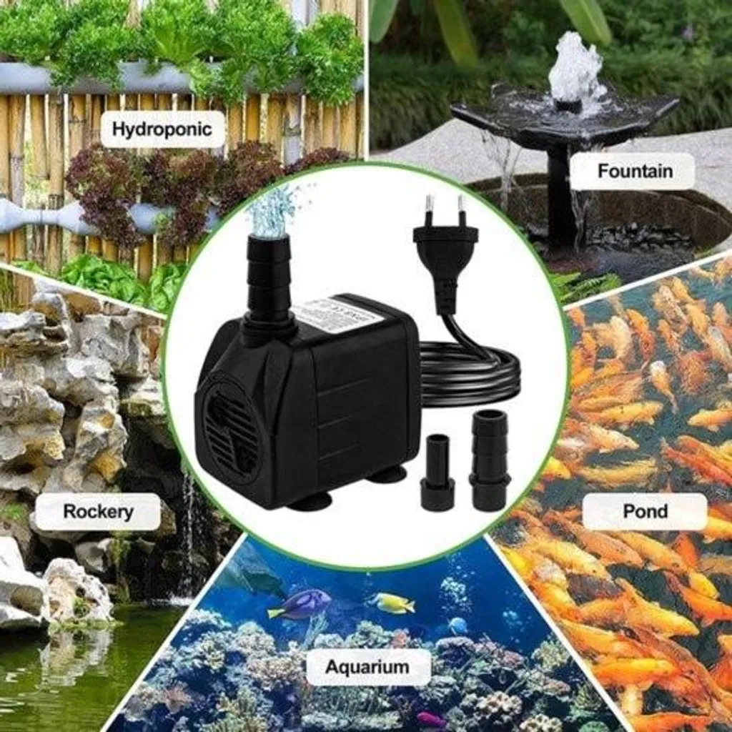 Pompe d'hydroculture et fontaine 600 l/h 10W câble extra long 15m