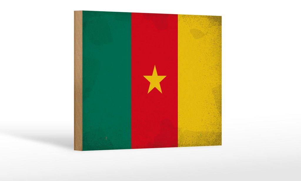 Holzschild Flagge Kamerun 18x12cm Flag of Cameroon Vintage