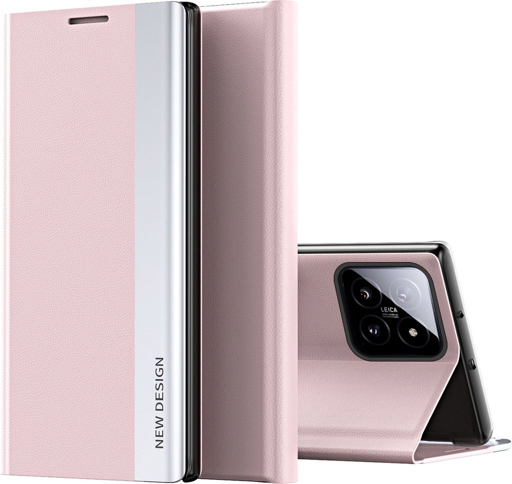 Hülle für Xiaomi 14 Pro Leder PolyurethanKlapphülle Schutzhülle mit Standfunktion Pink
