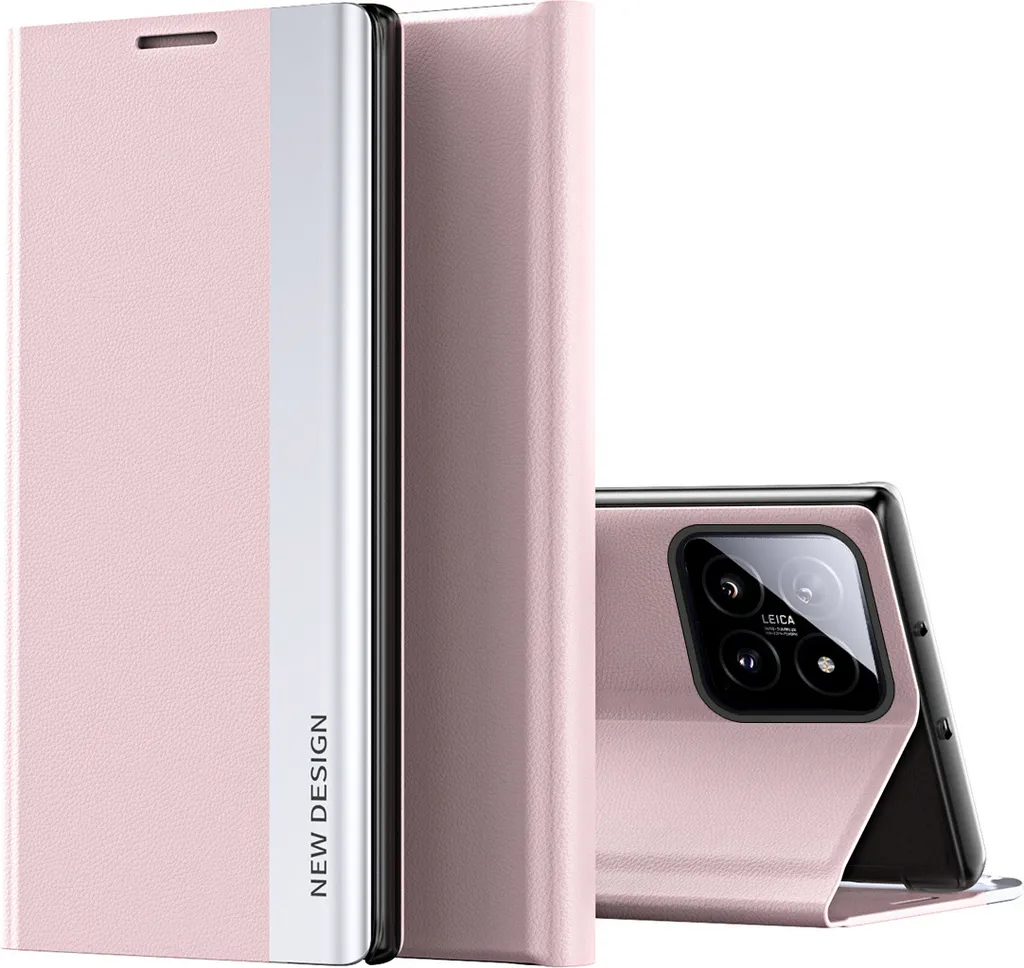 Custodia Magnetica Xiaomi 14 Pro - Cover Rosa Professionale in Cuoio