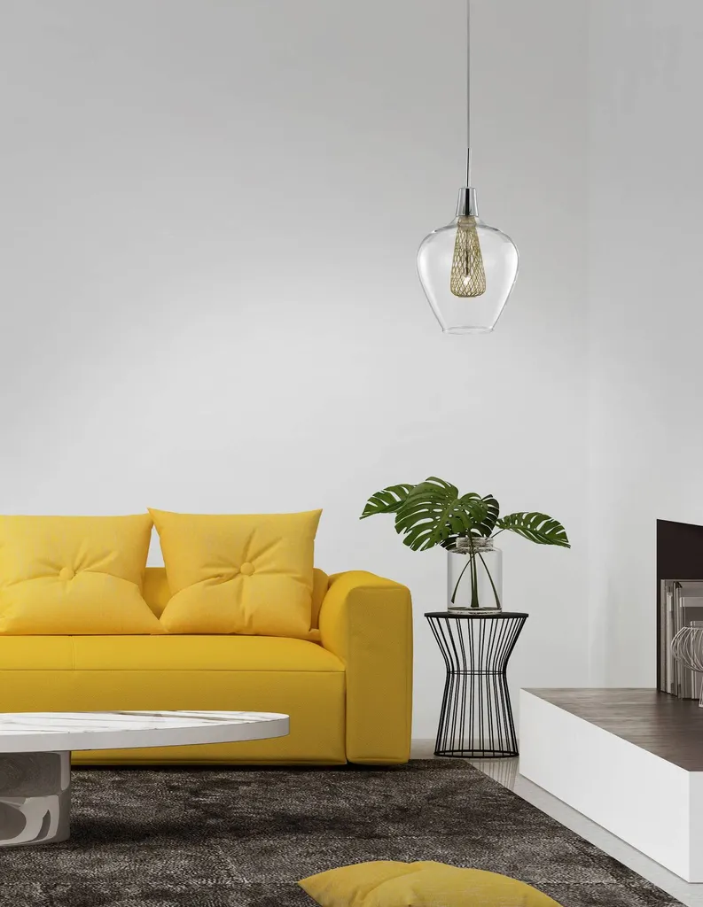 Apparecchio a sospensione Filo Nova Luce, Variante: Ø 180 x 190, lunghezza 1200 mm, vetro, cromo