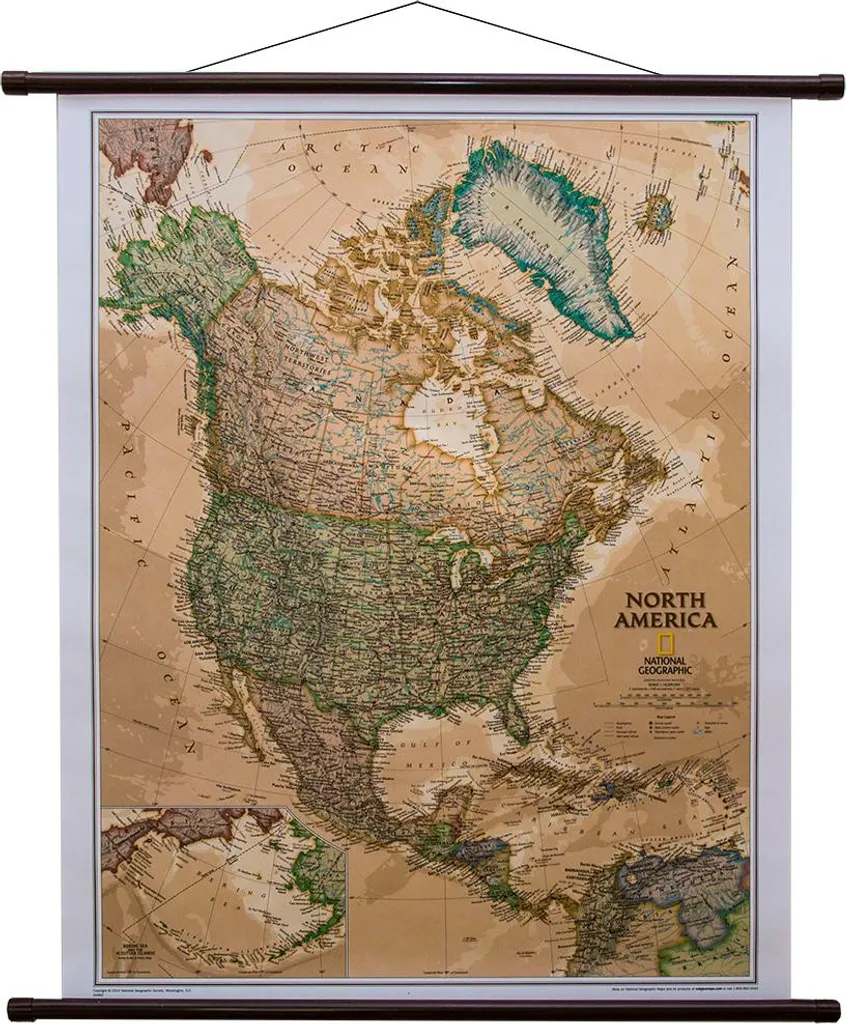 Poster Carte Amérique du Nord 61x76 cm Décoration Bureau et Études
