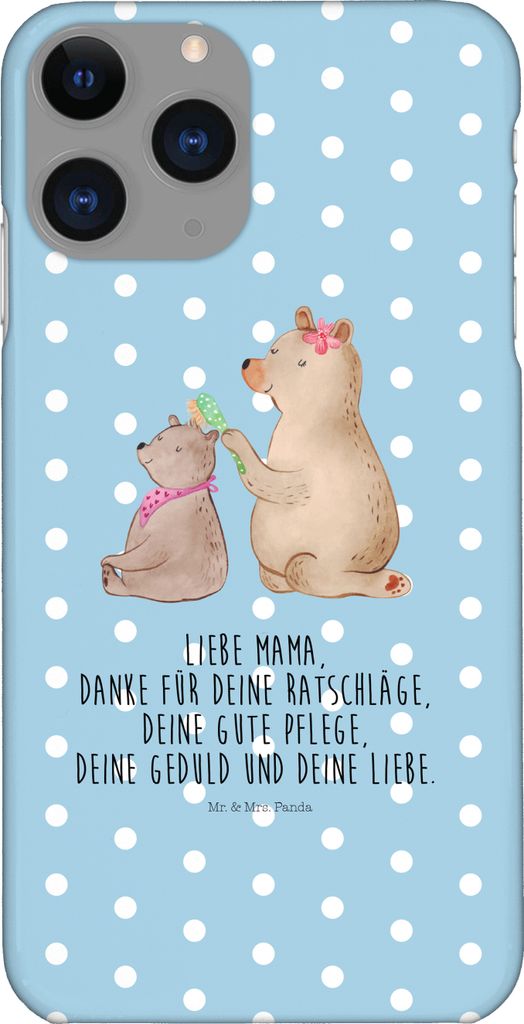 Mr. & Mrs. Panda Iphone 11 Pro Handyhülle Bär Kind - Blau Pastell - Geschenk, Bären, Premium Kunststoff, Mutter, Muttertag, Mama, Handy Case