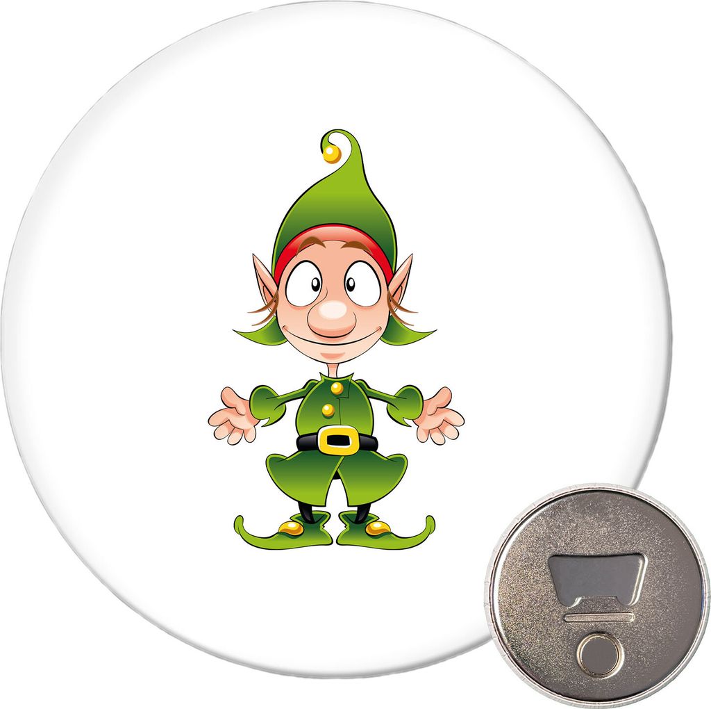 Huuraa Magnet Kobold Fabelwesen 59mm Kühlschrankmagnet rund Flaschenöffner Geschenkidee