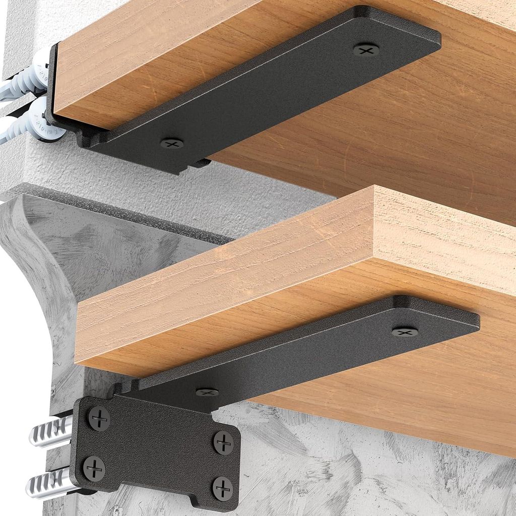 Regalhalterung Wand Metall Robust Set 4 Stück Schwarz 10 cm