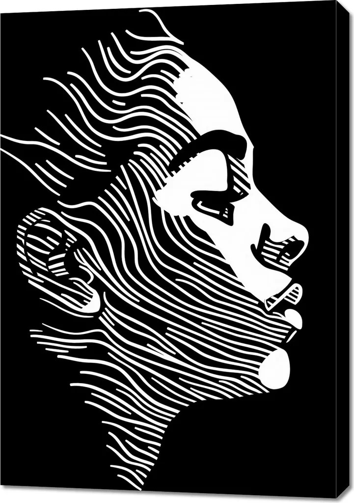 Image 70 x 100 cm Lignes d'expression - Tableau Mural Art Moderne Noir