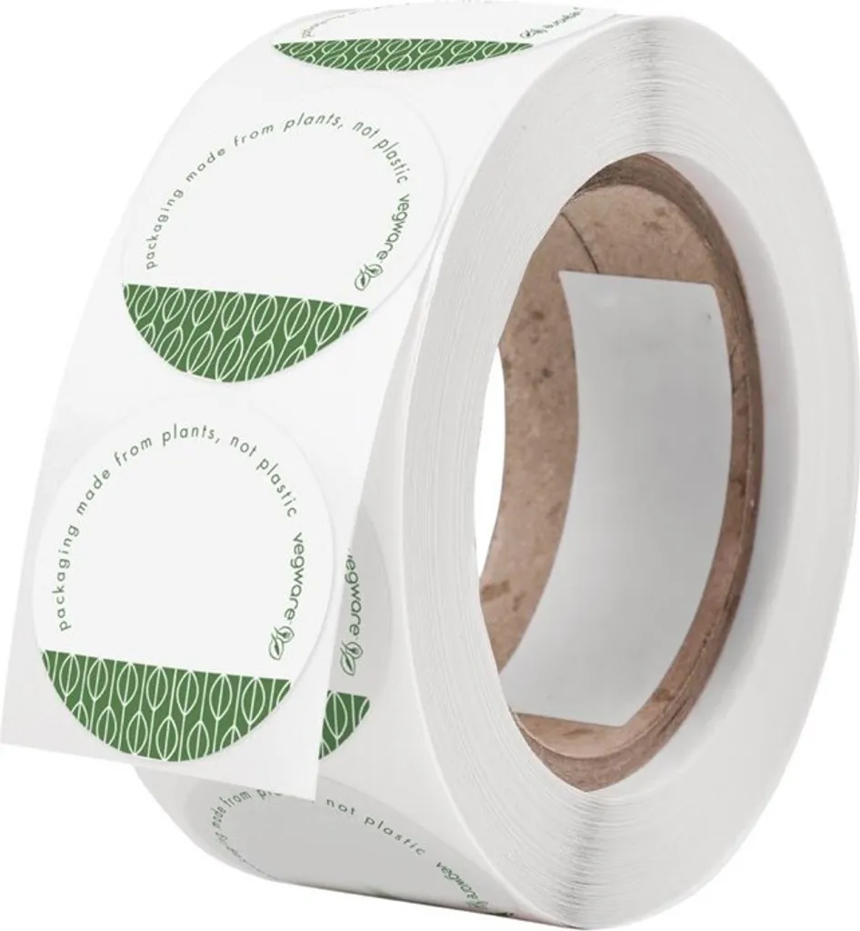 Rouleau de 1000 étiquettes biodégradables Vegware pour la restauration