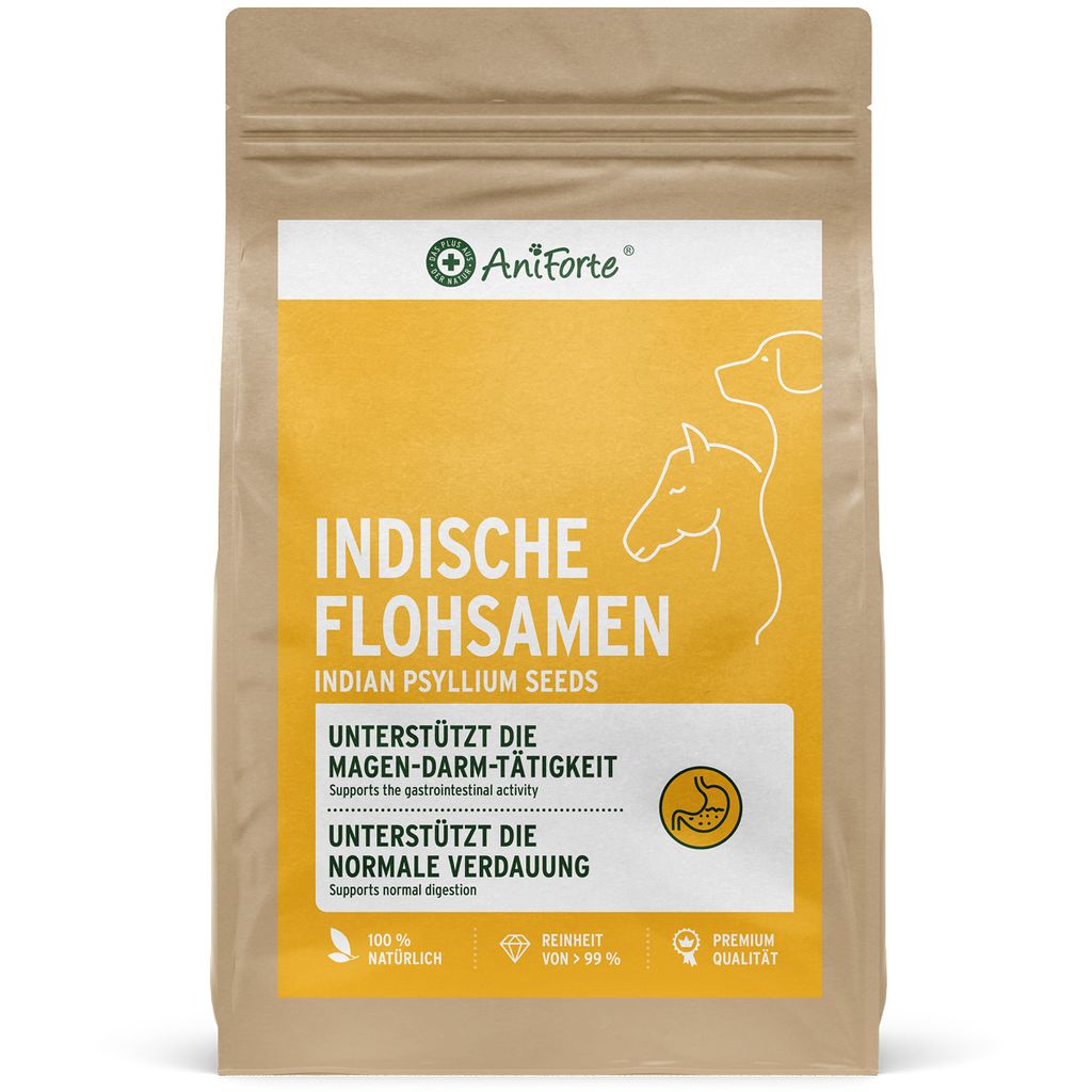 AniForte Flohsamen für Hunde & Pferde 1kg - Reich an Ballaststoffen & Schleimstoffen, Indische Rohkostqualität, für Magen-Darm-Trakt, bei Überg...