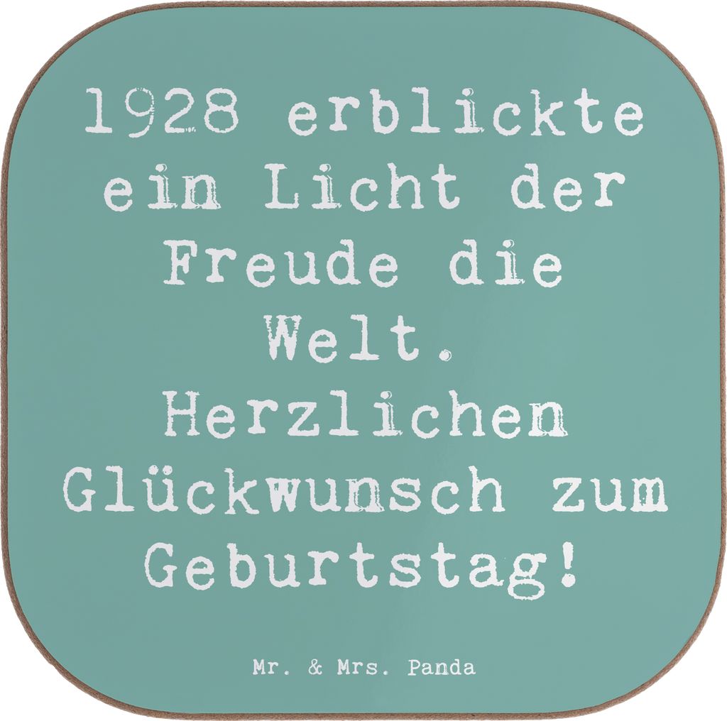 Mr. & Mrs. Panda Tassenuntersetzer Spruch 1928 Geburtstag Freude - Meeresbrise - Geschenk, Tischschoner, Coaster, Holzuntersetzer, Glückwunsch, Ge...