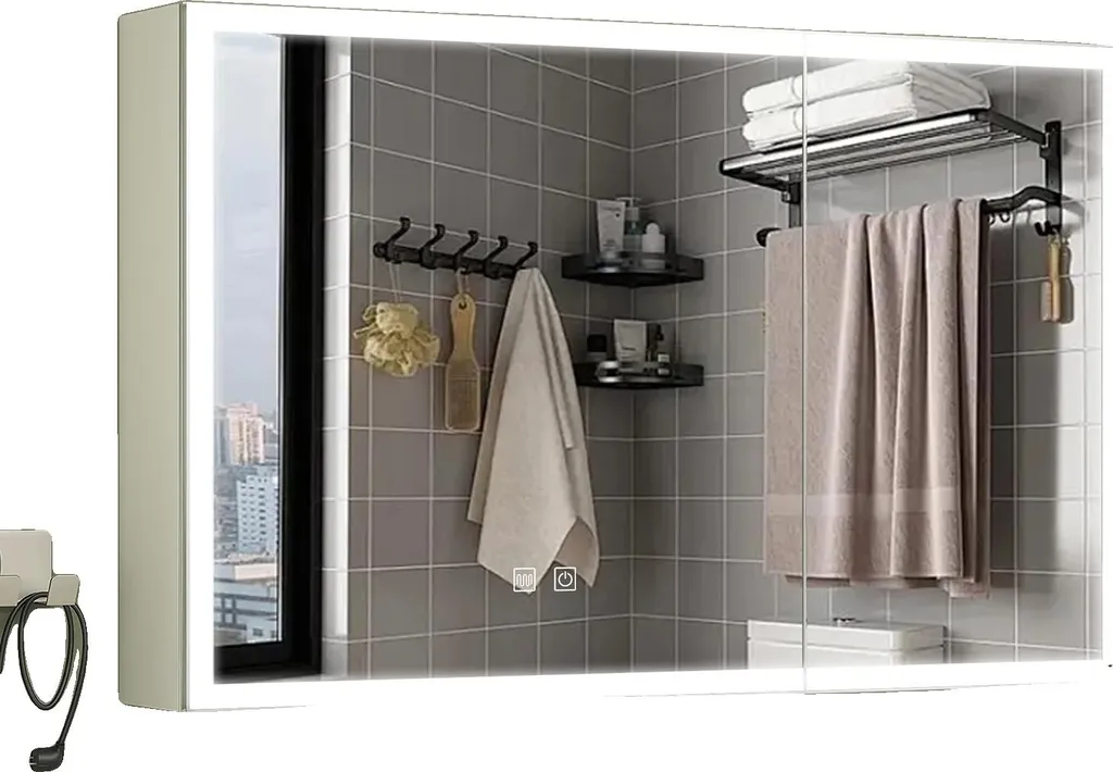Armoire miroir anti-buée LED blanche : fini le miroir flou après douche