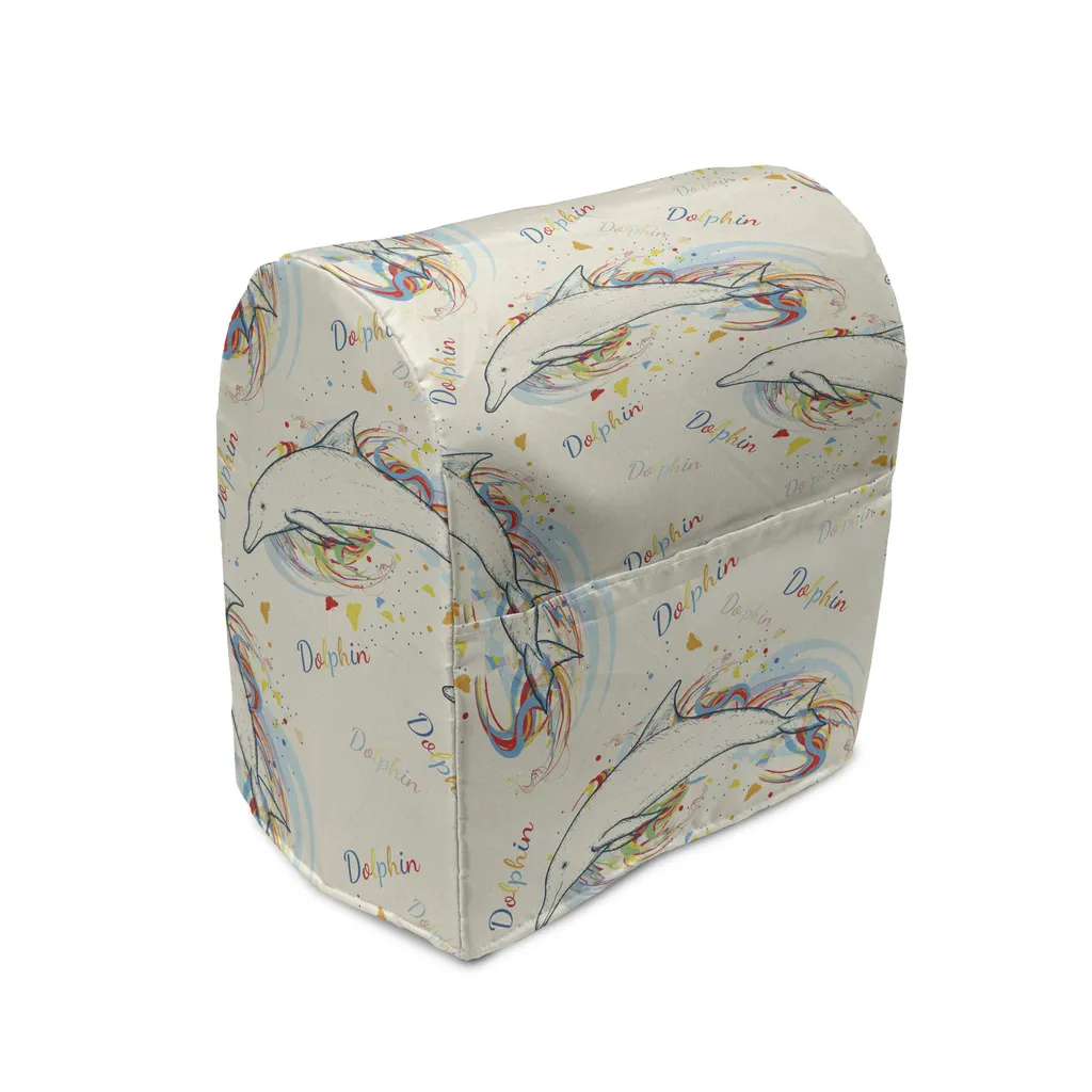 Couvercle pour Mixeur sur Socle en Tissu avec Poches - Décor Dauphins
