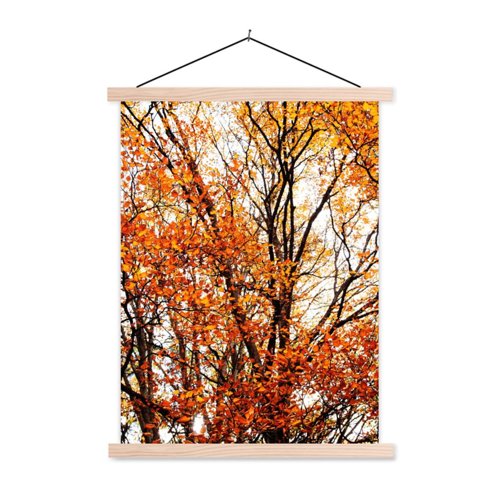 MuchoWow Textilposter Wald - Herbst - Jahreszeiten 60x80 cm mit holzfarbenen Rahmen - Wandbild