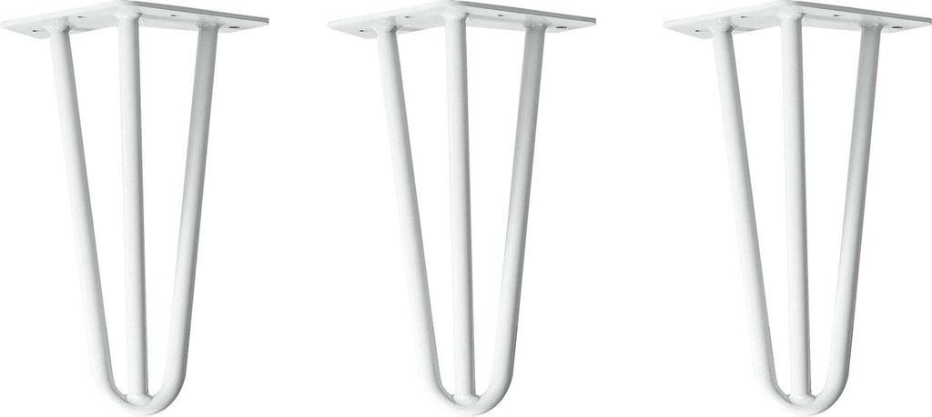 Natural Goods Berlin HAIRPIN Legs, Haarnadelbeine, Möbelfüße, Tischbeine, Weiß, 20 cm, 3 Streben, 3 Stück