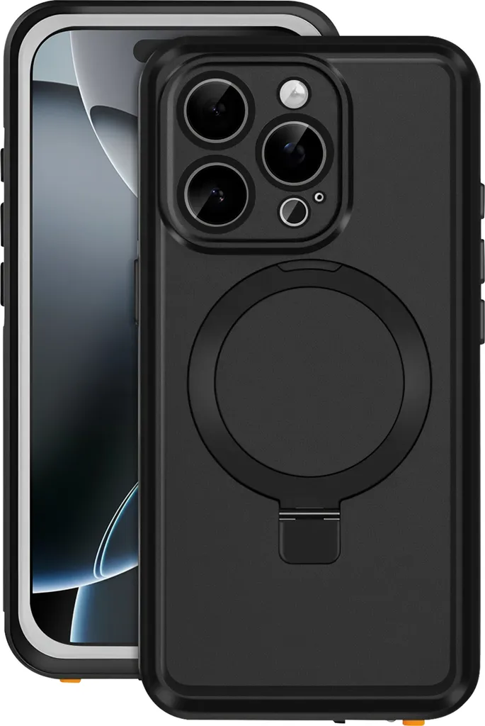Coque Redpepper étanche IP68 MagSafe avec support iPhone 16 Pro - Noir