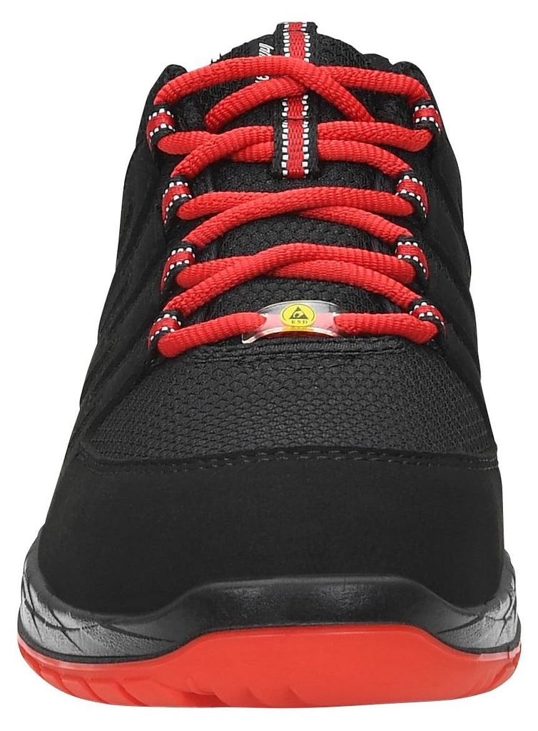 ELTEN Sicherheitsschuhe MADDOX black-red Low ESD S3, Herren, Textil, Stahlkappe, leicht, sportlich, Schwarz/Rot, Größe: 48