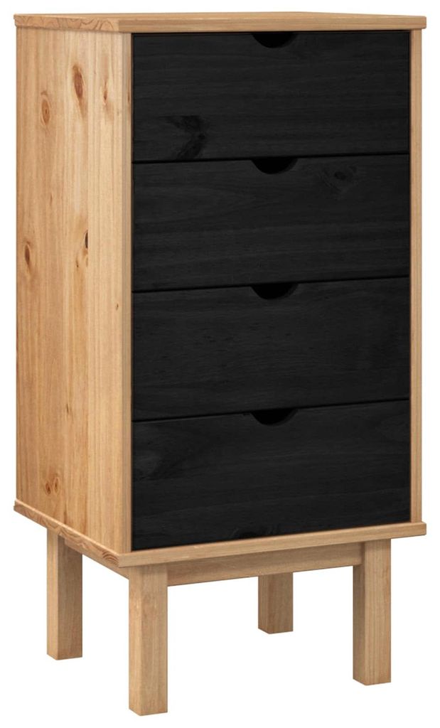 Kommode OTTA Schwarz 45 x 39 x 90 cm Massives Kiefernholz
