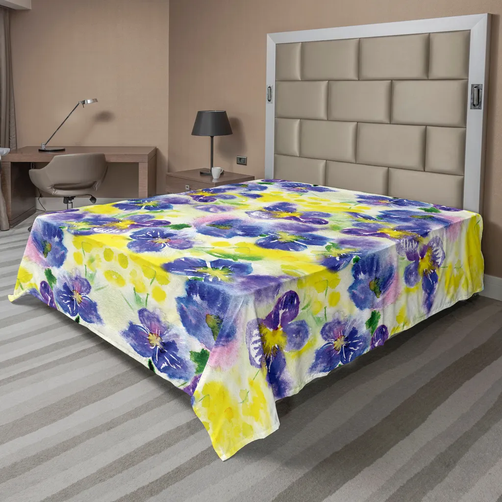 ABAKUHAUS Lenzuolo Matrimoniale 275x260 Fiori e Farfalle Viola