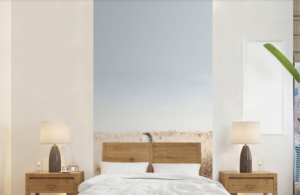 MuchoWow Fototapete für Wohnzimmer oder Schlafzimmer Wandtapete Vinyl Motivtapete Pfad - Sand - Pflanzen - Natur - 120x240 cm - Hintergrundbild