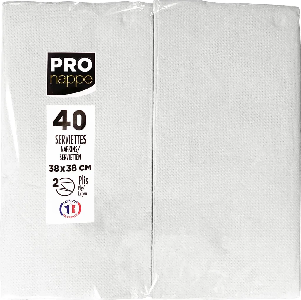 Serviettes en Papier 30x40 2 Plis Pliage 1/8 pour Restaurant et Traiteur