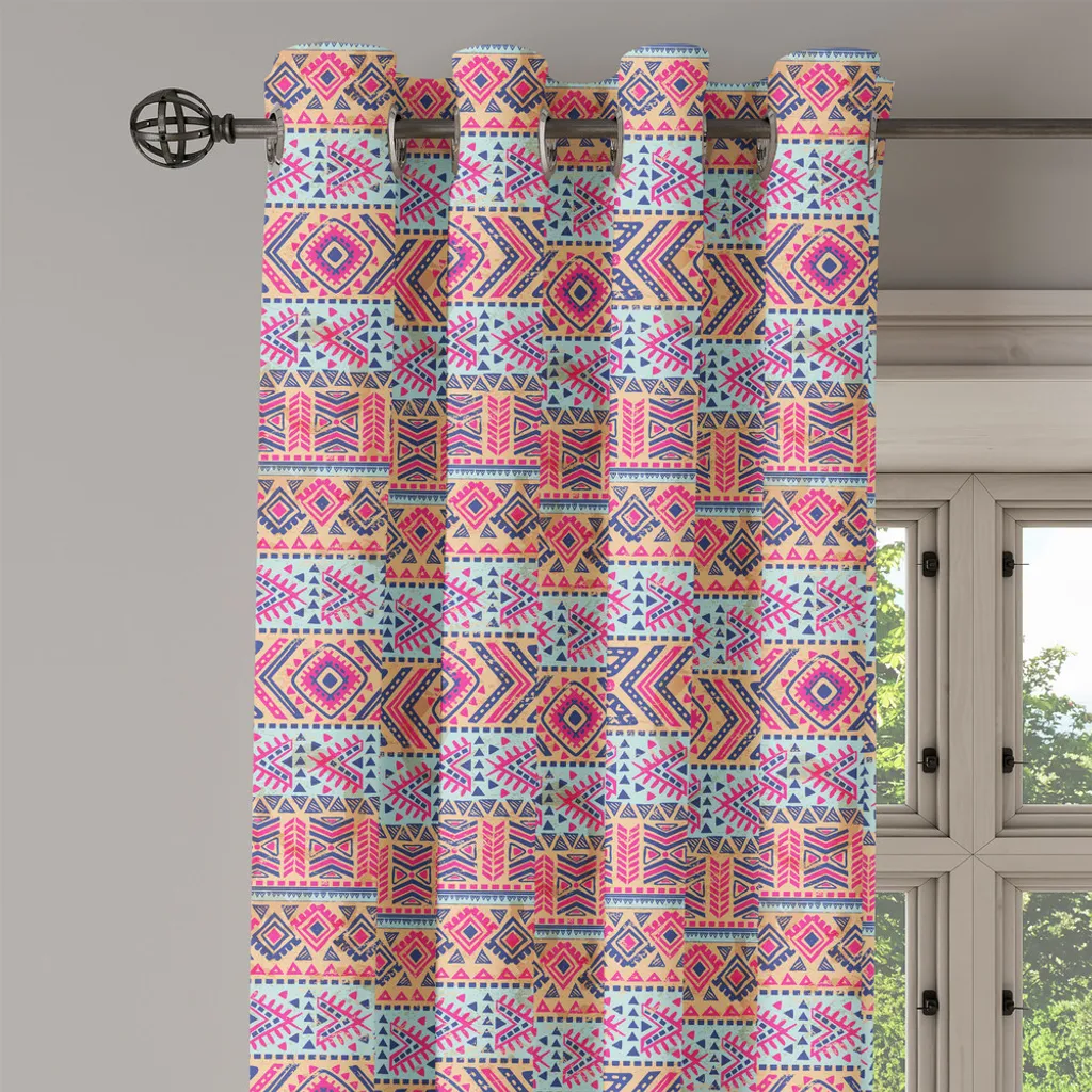 Rideau ethnique bleu indigo 280x175 cm en tissu de haute qualité à œillet - 3
