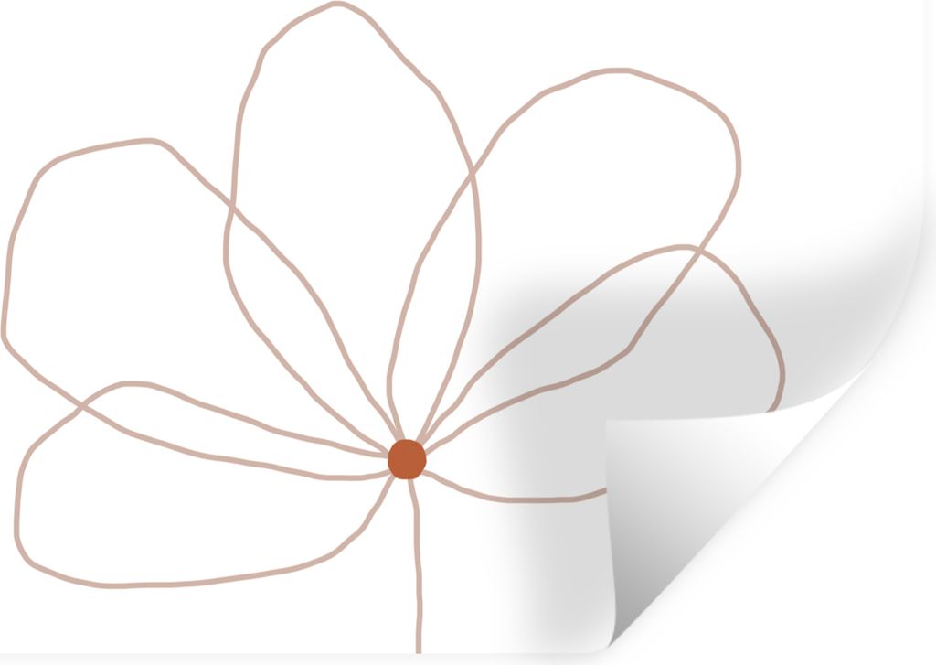 MuchoWow Wandtattoo Wandsticker Wandaufkleber Blume - Strichzeichnung - Natur 30x20 cm Selbstklebend und Repositionierbar - Wierderverwendbar - S...