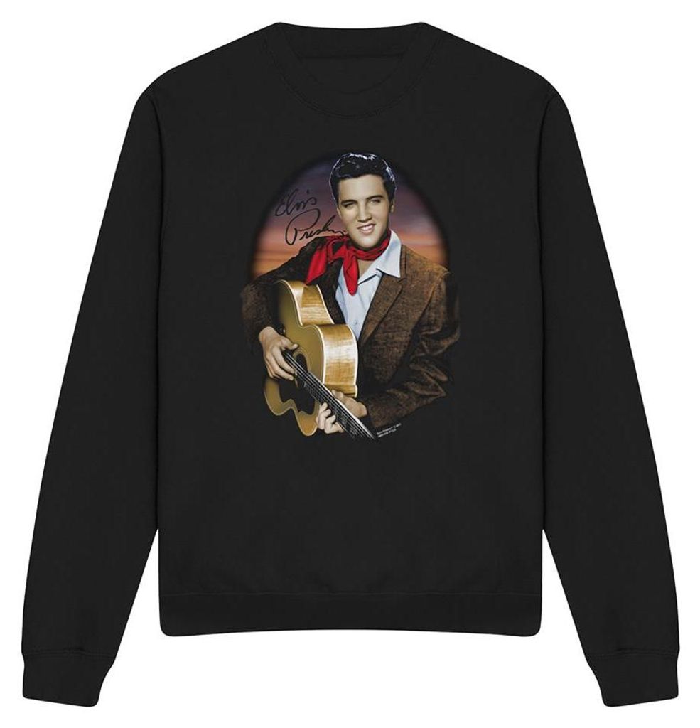 Elvis Presley - "Red Scarf 2" Sweatshirt für Herren/Damen Uni TV32873 (XXL) (Schwarz)