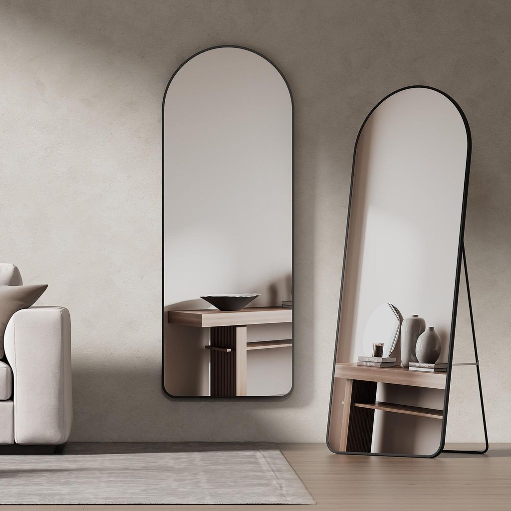 EMKE Miroir sur pied 160x60cm Miroir corps entier Noir Image du produit 