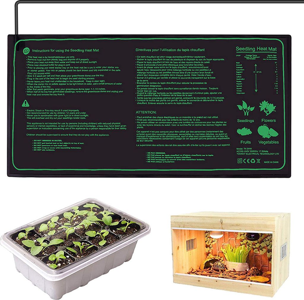 Heizmatte Pflanzen Zimmergewächshaus Wärmematte Reptil Dragon Temperatur Heizkissen Amphibien Pet Mat Wärmer Bett Matte S,7W,10x52.5CM
