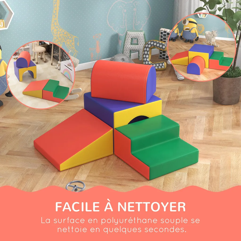 Blocs de construction mousse bébé avec housse synthétique lavable