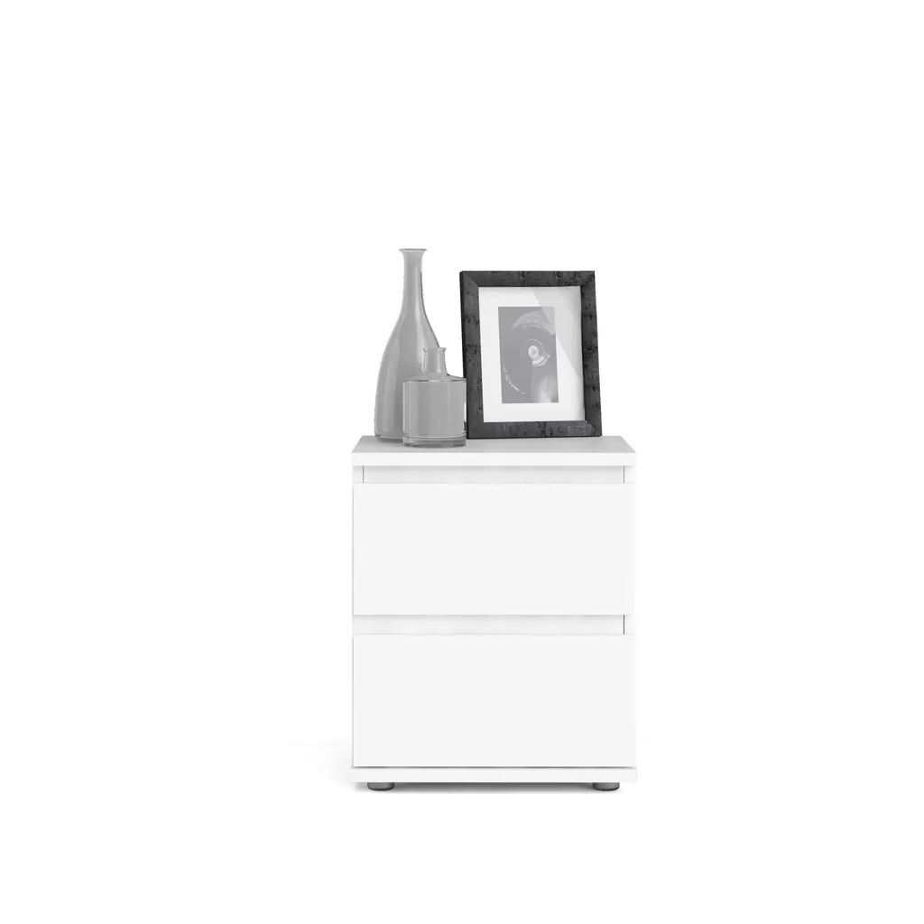 Table de chevet NOVA blanche laquée robuste et facile à monter pour lit - 16