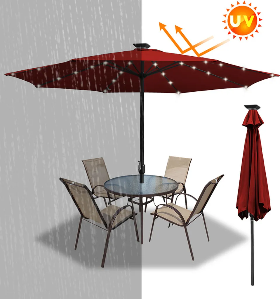 Ombrellone Yakimz Rosso LED Solare - 2.7m di Magia nel tuo Giardino